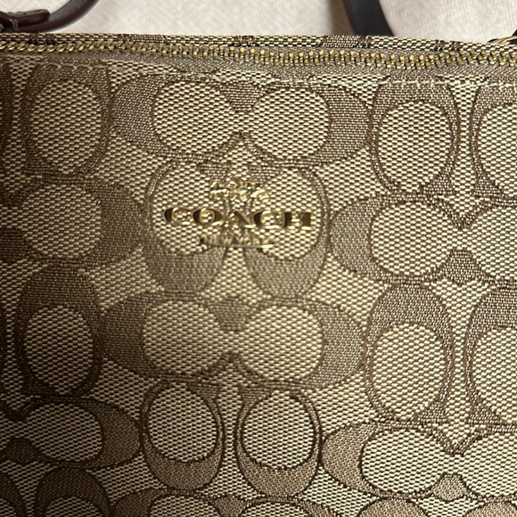 Coach F29958 Signature Jacquard Zip Tote Bag - Khaki/Brown - Picture 5 of 15